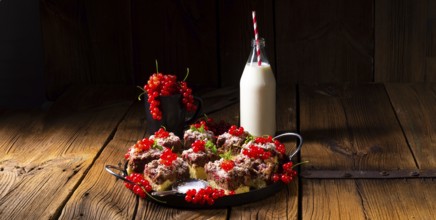 Gorgeous juicy chocolate cake with red currant