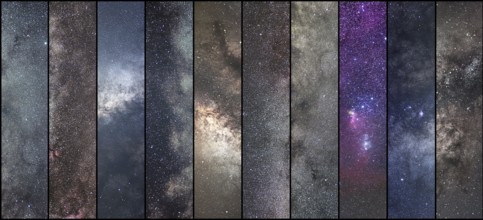 Space collage. Astronomy collage. Astrophotography collage. universe. Long exposure photography