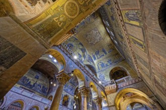 Byzantine church interior with golden mosaics and majestic arches, Patriarchal Cathedral Basilica