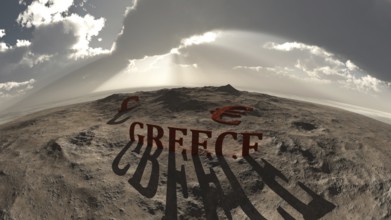 Greece after grexit, panorama 180 degrees view