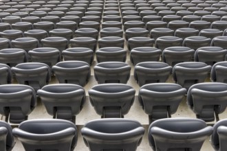 Empty grey seats in the Allianz Stadion Arena football stadium, Munich, Upper Bavaria, Bavaria,