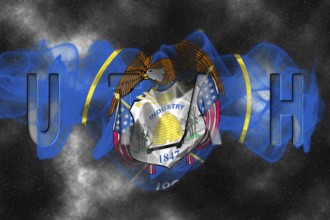 Utah Flag with Starry Background Smoke Effect