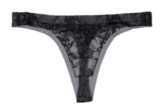 Black with gray thong panties. Isolate on white