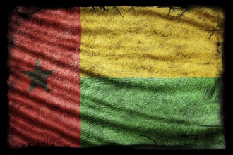 Guinea Bissau Flag, Grunge Texture Background