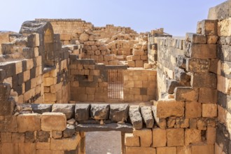 Interior of Qasr Al Hallabat desert castle in Jordan