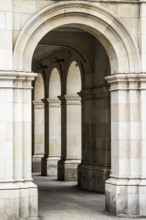Arches of Historic City Hall in Praza de Maria Pita, main Square in La Coruna, Galicia - Spain