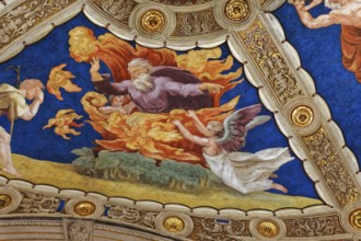 VATICAN CITY, VATICAN, JUNE 15, 2015 : interiors and architectural details of Raphael rooms in