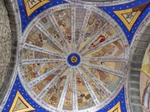 Mural painting representing life in the medieval town, 20th century, Parish Church of Our Lady of