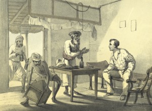 Illustration Lithograph Woodcut of Life in India During British Rule