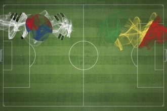 South Korea vs Congo Soccer Match, national colors, national flags, soccer field, football game,