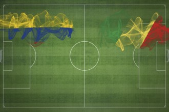 Colombia vs Congo Soccer Match, national colors, national flags, soccer field, football game,