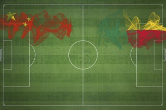 China vs Benin Soccer Match, national colors, national flags, soccer field, football game,