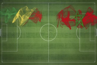Republic of the Congo vs Morocco Soccer Match, national colors, national flags, soccer field,