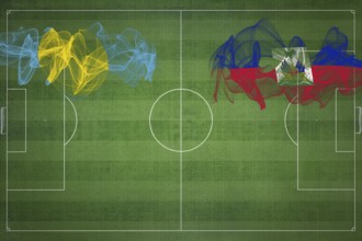 Palau vs Haiti Soccer Match, national colors, national flags, soccer field, football game,