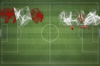 Peru vs Iran Soccer Match, national colors, national flags, soccer field, football game,