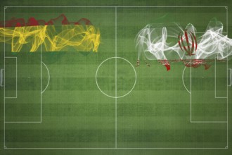 Bolivia vs Iran Soccer Match, national colors, national flags, soccer field, football game,