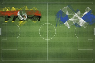 Uganda vs Scotland Soccer Match, national colors, national flags, soccer field, football game,