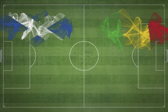 Scotland vs Mali Soccer Match, national colors, national flags, soccer field, football game,