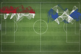 Indonesia vs Scotland Soccer Match, national colors, national flags, soccer field, football game,