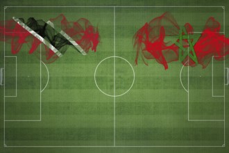 Trinidad and Tobago vs Morocco Soccer Match, national colors, national flags, soccer field,