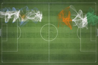 Argentina vs Ivory Coast Soccer Match, national colors, national flags, soccer field, football