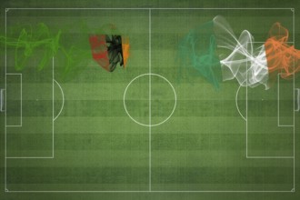 Zambia vs Ireland Soccer Match, national colors, national flags, soccer field, football game,