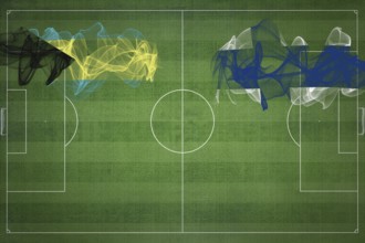 Bahamas vs Finland Soccer Match, national colors, national flags, soccer field, football game,