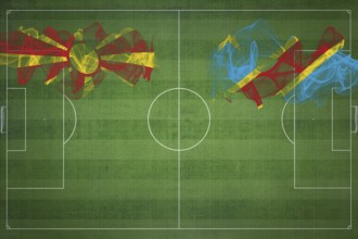 North Macedonia vs DR Congo Soccer Match, national colors, national flags, soccer field, football