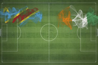 Democratic Republic of Congo vs Ivory Coast Soccer Match, national colors, national flags, soccer
