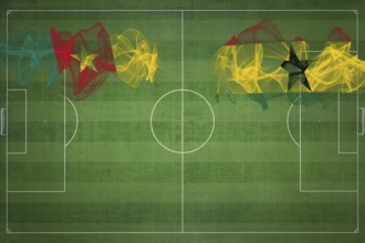 Cameroon vs Ghana Soccer Match, national colors, national flags, soccer field, football game,