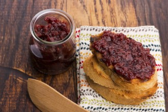 Bread with sweet cherry jam