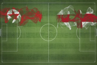 North Korea vs England Soccer Match, national colors, national flags, soccer field, football game,