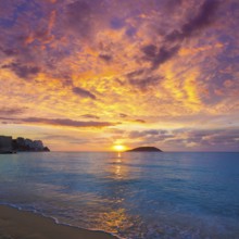 Mallorca sunrise in Magaluf Palmanova beach Magalluf in Balearic Islands Spain
