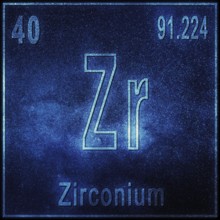 Zirconium chemical element, Sign with atomic number and atomic weight, Periodic Table Element
