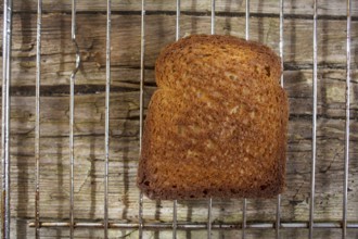 Soft toasted slices of bread in the oven