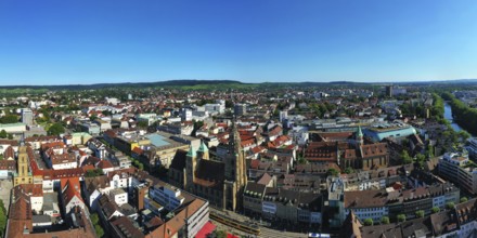 An aerial view of Heilbronn with a view of the historic city centre. Heilbronn, Baden-Württemberg,