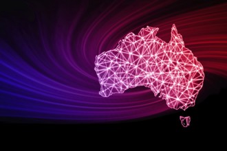 Map of Australia, Polygonal mesh line map, modern map