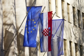 NATO, EU and Croatian flags