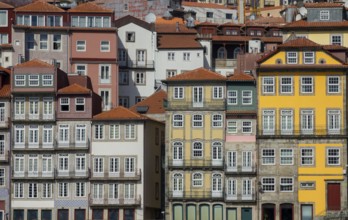 View of traditional colorful houses in Ribeira, Porto, Portugal, Iberian Peninsula, Europe
