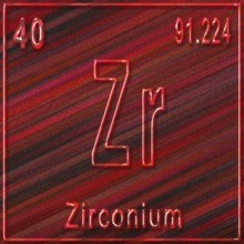 Zirconium chemical element, Sign with atomic number and atomic weight, Periodic Table Element