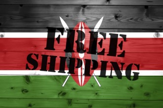 Kenya flag, Free Shipping on wooden transport box with flag Logistics Concept