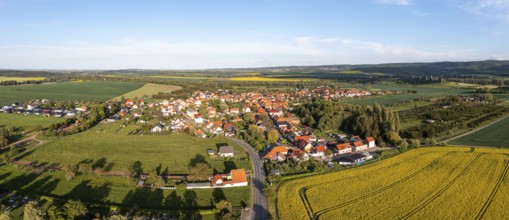 Aerial view to WedderslebenRape blossom