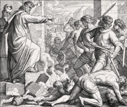 Exclusion of the Levites and mass execution, Old Testament, by Julius Schnorr von Carolsfeld, 1860