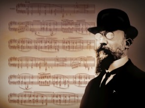 Erik Satie, 1866 – 1925, a French composer and pianist, notesheet for Deuxième Sarabande, digitally