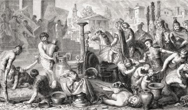 Romans plundering ancient Corinth in 146 BC