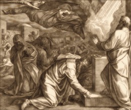 The destroying angel killing the inhabitants of Jerusalem, Old Testament, by Julius Schnorr von