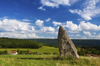 Millennium menhir on the hill at sunset