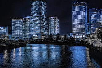 Yokohama Minato Mirais night scene (all building light up). Shooting Location: Yokohama-city