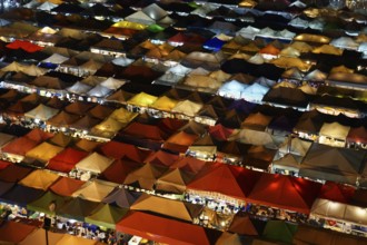Night view of Talat lot Phi Ratchada Thailand. Shooting Location: Bangkok, Thailand, Asia
