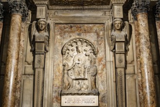 Beautiful statue of the Virgin Mary in the Duomo Cathedral. Italy, Milan.